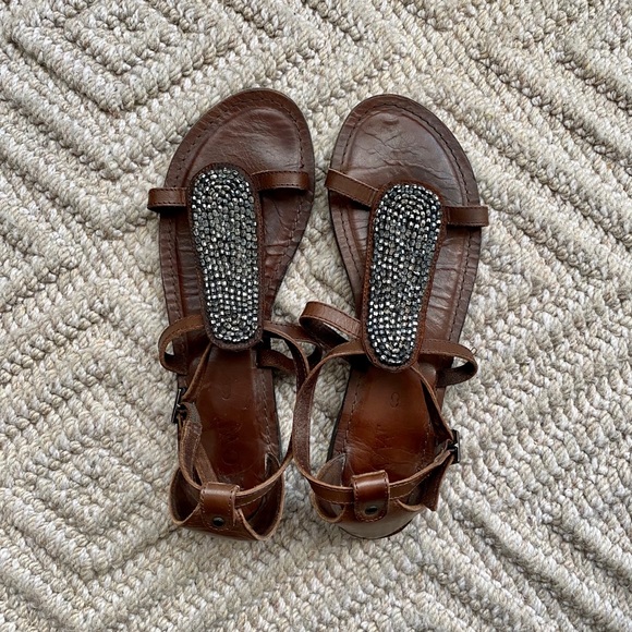 Cute Brown Jeweled Sandals - Picture 3 of 5